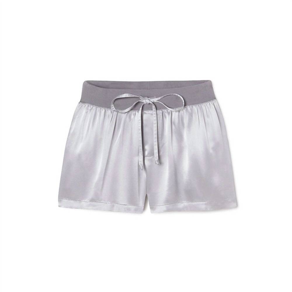 High-Waist Satin Sleep Shorts in Light Gray
